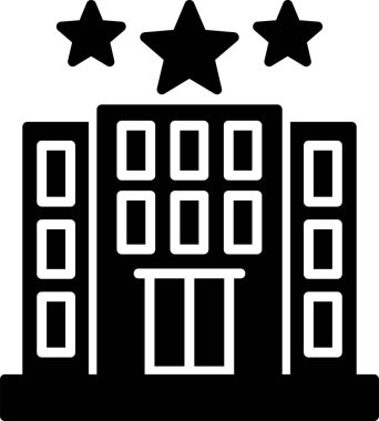 Otel binası simgesi, vektör illüstrasyonu