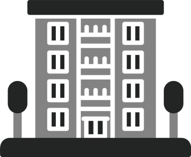 Daire binası simgesi, vektör illüstrasyonu basit tasarım