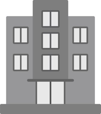 Otel binası simgesi, vektör illüstrasyonu