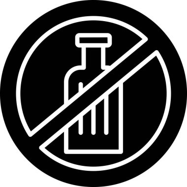 alkol yok, şişe simgesi, vektör illüstrasyonu