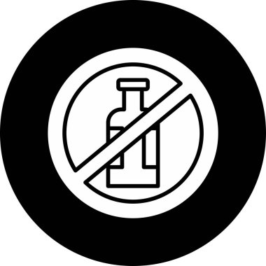 alkol yok, şişe simgesi, vektör illüstrasyonu