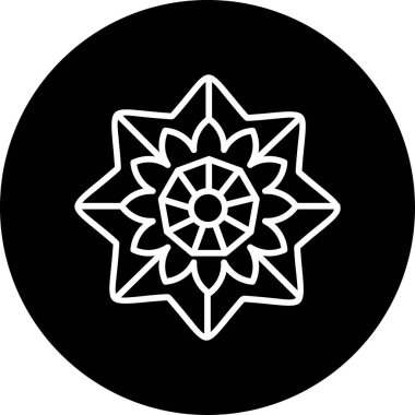 Mandala 'nın basit çizgi görüntüsü, kutsal geometri kavramı