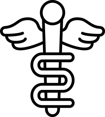 Tıbbi ikon, vektör illüstrasyonu, Asclepius Asası sembolü 