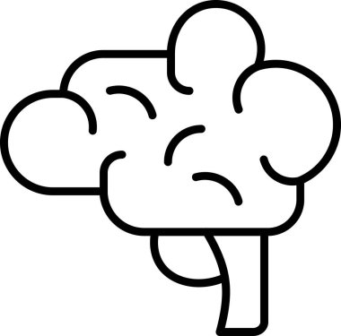 Beyin Simgesi Basit Vektör İllüstrasyonu 