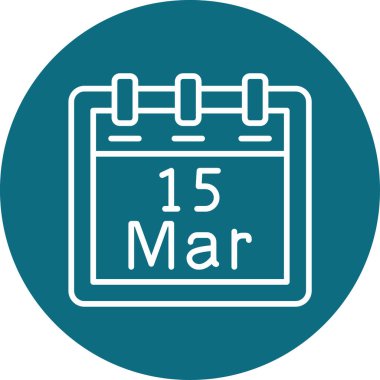 15 Mart takvim simgesi tasarımı, vektör illüstrasyonu