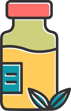 Bitkisel ilaç şişesi simgesinin web illüstrasyonu