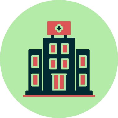 Hastane binası simgesi, vektör illüstrasyonu basit tasarım