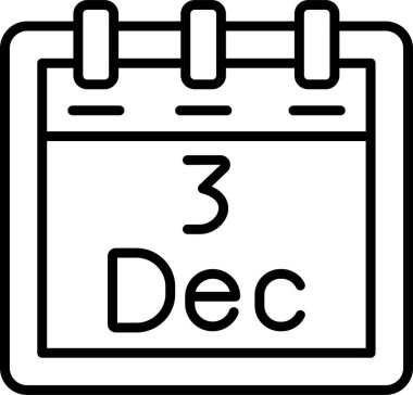 3 tarihli Aralık takvim simgesi