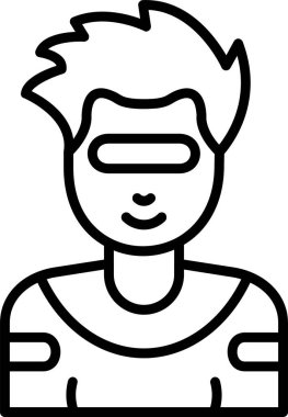 Fütürist gözlük takan adamın basit vektör çizimi, siber punk konsepti.