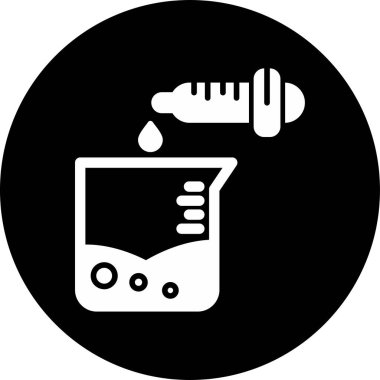 Laboratuvar Beaker Vektör Simgesi Beyaz Arkaplanda izole edildi  