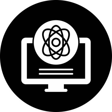 Bilgisayar ve bilim simgesinin temel doğrusal görüntüsü 