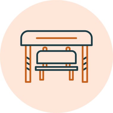 Otobüs durağı. Web simgesi basit illüstrasyon