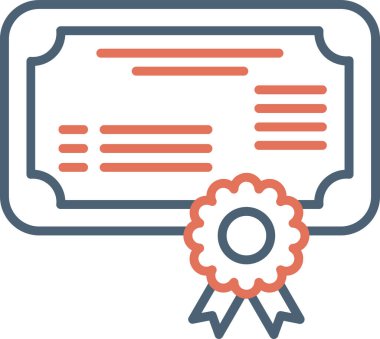 Sertifika simgesi, vektör illüstrasyonu basit tasarım