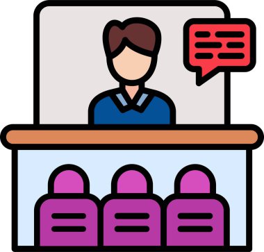 Ana hatlı biçim vektör illüstrasyon tasarımında konferans simgesi