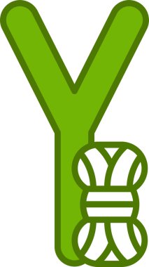 Web alfabesi için düz renk Y harfi ve iplik işareti