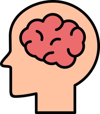 Beyin Simgesi Basit Vektör İllüstrasyonu 