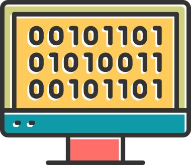 İkili Kod, Web simgesi basit illüstrasyon