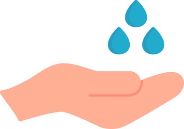 Basit web simgesi illüstrasyonu. İnsan eli ve batan su damlaları