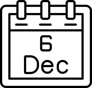 6 tarihli Aralık takvim simgesi