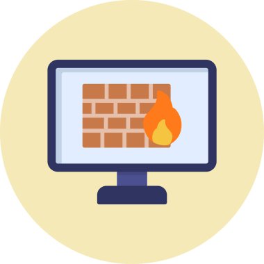 Güvenlik duvarı. Web simgesi vektör illüstrasyonu