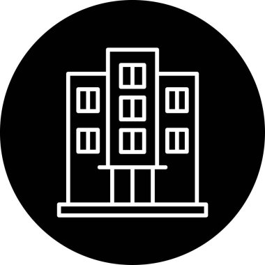 Otel binası simgesi, vektör illüstrasyonu