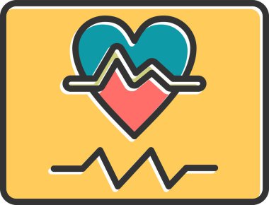 Kalp ve nabzı olan EKG monitörü. Kalp atışı teknolojisi. elektrokardiyogram simgesi.