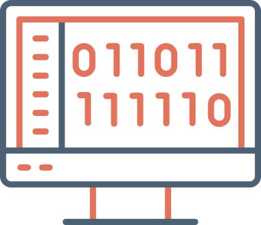 İkili Kod, Web simgesi basit illüstrasyon