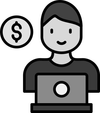 Serbest Çalışan. Web simgesi basit illüstrasyon