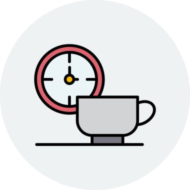 Kahve Saati simge vektör çizim 