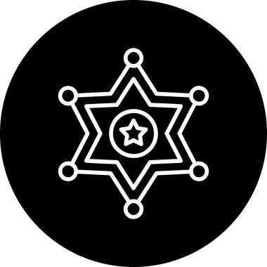 Şerif rozet simgesi, vektör illüstrasyonu