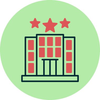 Otel binası simgesi, vektör illüstrasyonu