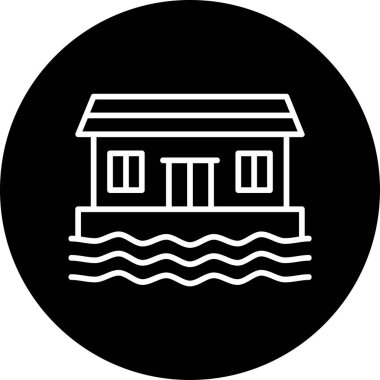 Yüzen ev ikonunun vektör illüstrasyonu