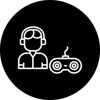 joystick 'i olan genç bir oyuncunun minimalist web simgesi.