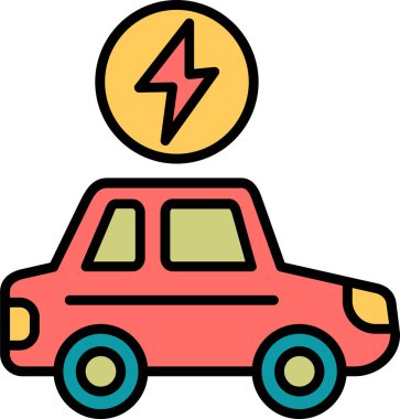 Düz dizaynlı bir elektrikli aracın soyut simgesi.