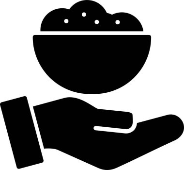 Yiyecek Bağışı ikonu, kâseyle el, vektör illüstrasyonu  