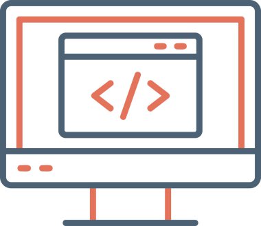 bilgisayar kodlama simgesi, vektör illüstrasyonu