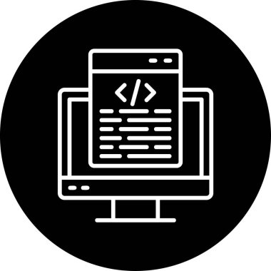 bilgisayar kodlama simgesi, vektör illüstrasyonu