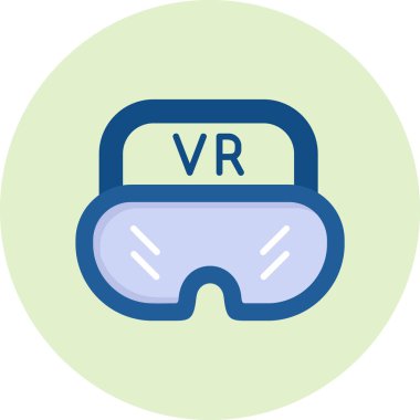 düz biçimli sanal gerçeklik başlığı simgesi izole edilmiş arkaplan vektörü çizimi. 