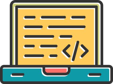 Kodlama ve Geliştirme konsepti simgesi, vektör illüstrasyonu basit tasarım