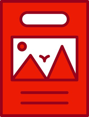 Basit bir web illüstrasyonu. Dağlı, güneşli ve uçan kuşlu posterler. 