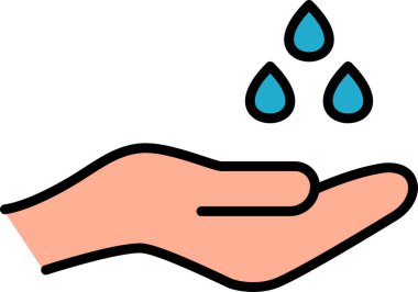 Basit web simgesi illüstrasyonu. İnsan eli ve batan su damlaları