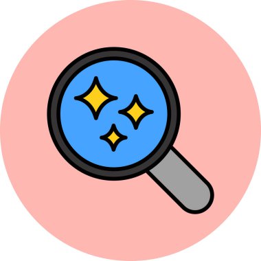 Bir büyüteç simgesinin renkli soyut temsili, vektör ile gösterilmiştir.