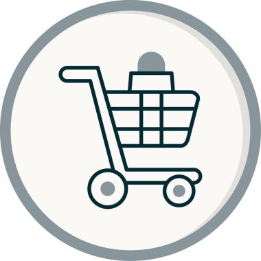 Alışveriş arabası, illüstrasyon, vektör, beyaz arka planda. 