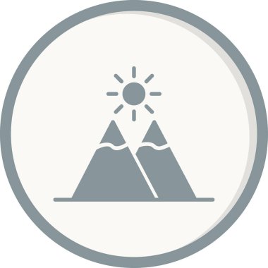 dağlar ve güneş düz ikonu, vektör illüstrasyonu