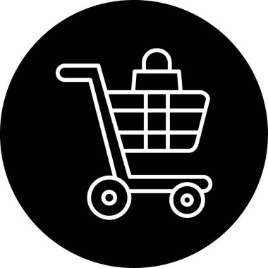 Alışveriş arabası, illüstrasyon, vektör, beyaz arka planda. 