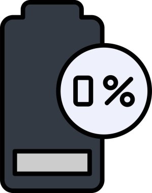 Pil Yüzdesi simgesi, vektör illüstrasyonu