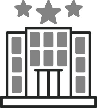 Otel binası simgesi, vektör illüstrasyonu