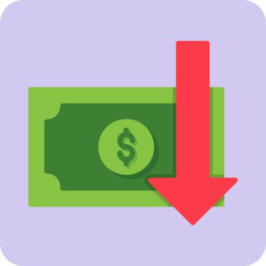 Para kaybı. Web simgesi basit illüstrasyon