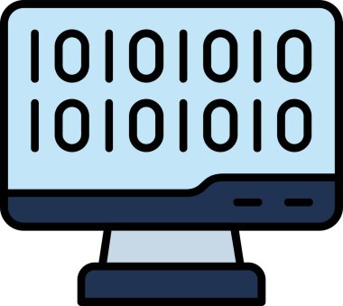 İkili Kod, Web simgesi basit illüstrasyon