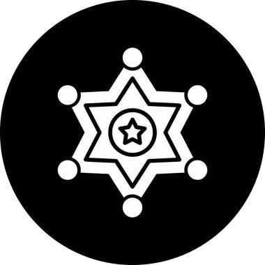 Şerif rozet simgesi, vektör illüstrasyonu